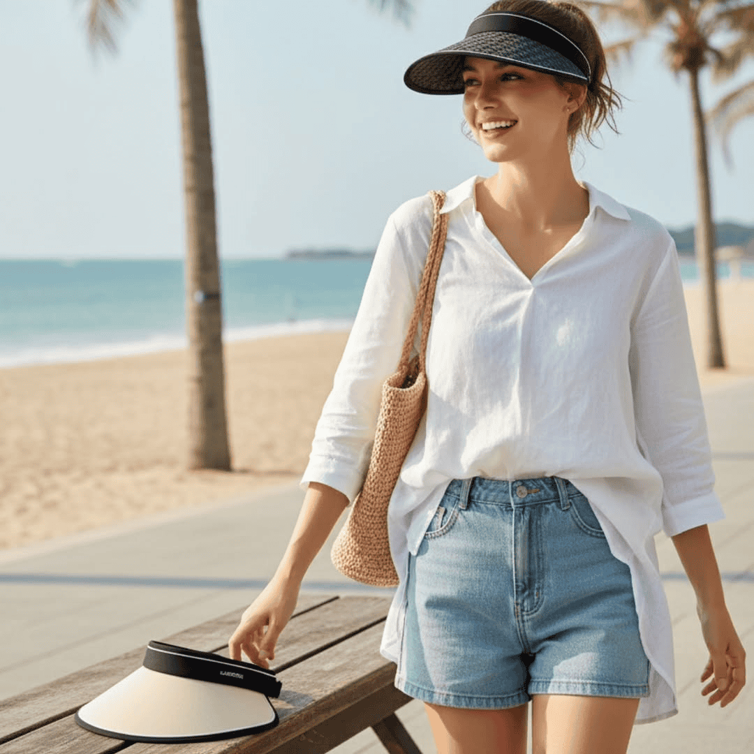 Wide-Brim Sun Visor Caps