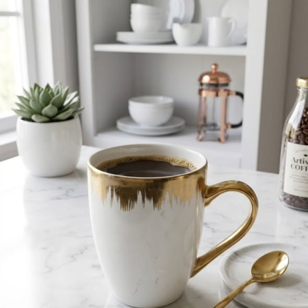 6pc Gold Detail Tea Mugs