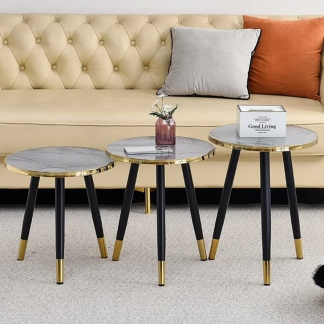 3 in 1 Nesting luxury marble side stool