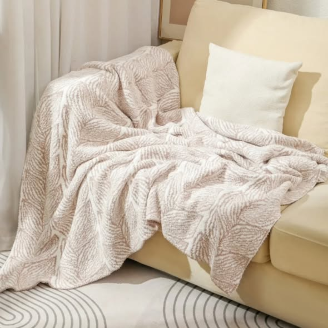 Leaf Pattern Micro Fiber Throw Blanket