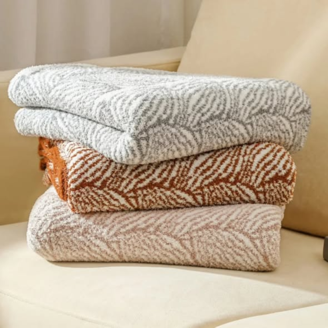 Leaf Pattern Micro Fiber Throw Blanket