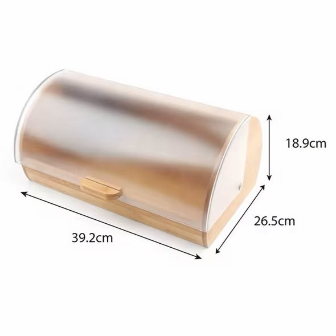Bamboo Bread Box with Clear Roll-Top Lid
