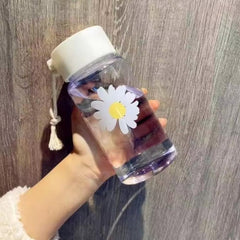 450ml Transparent Daisy Print Water Bottle