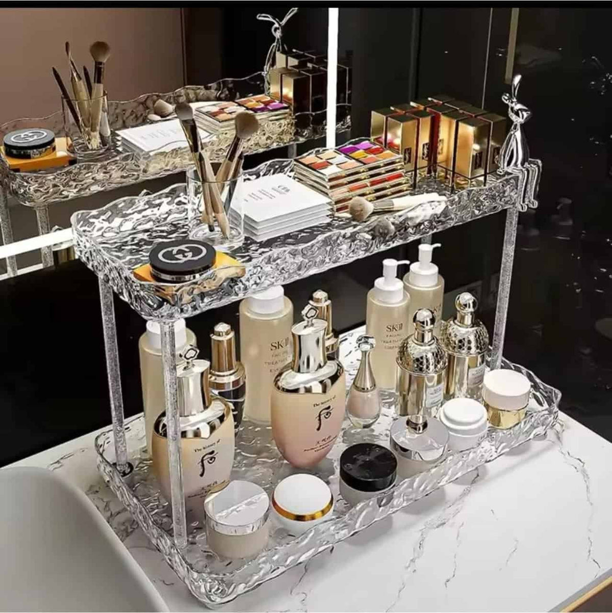 Two Tier Crystal Like Makeup Organizer