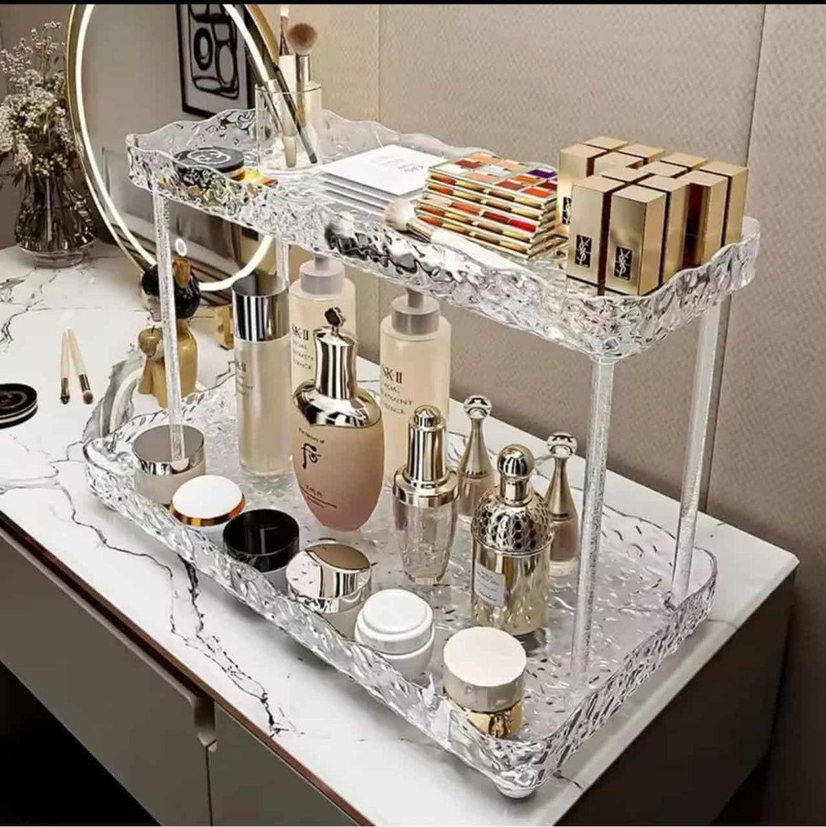 Two Tier Crystal Like Makeup Organizer
