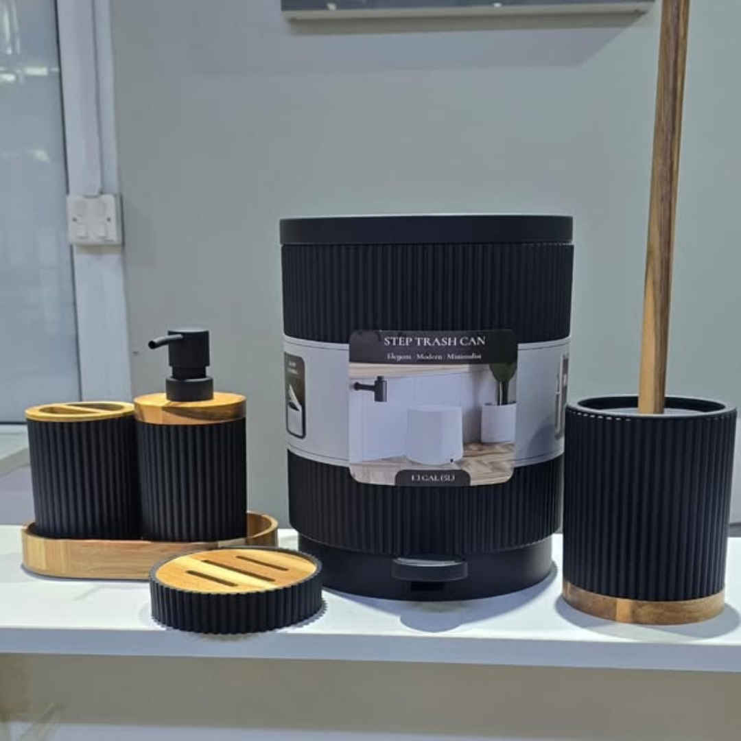 6Pcs Round Ribbed Bathroom Set