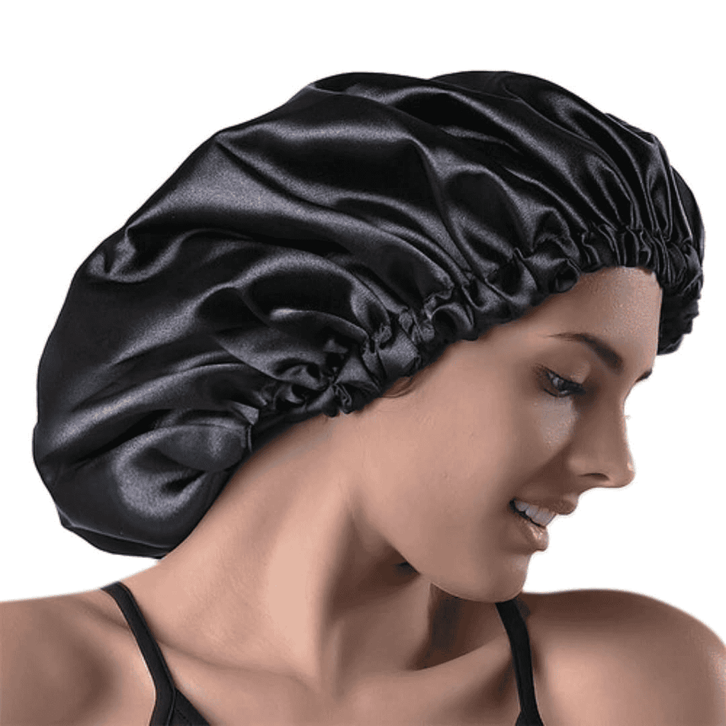 Black Satin Hair Bonnet