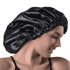 Black Satin Hair Bonnet