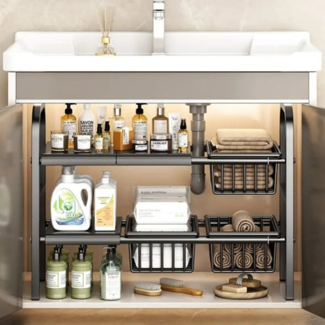 Under the Sink Adjustable 2 Tier Rack