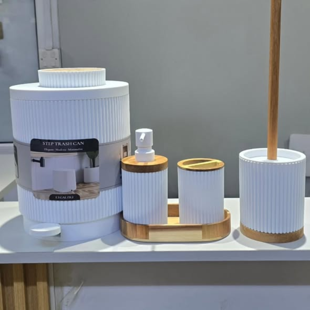 6Pcs Round Ribbed Bathroom Set
