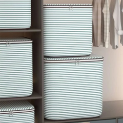 Striped Quilt Duvet / Closet Organizer / Luggage Storage Bags