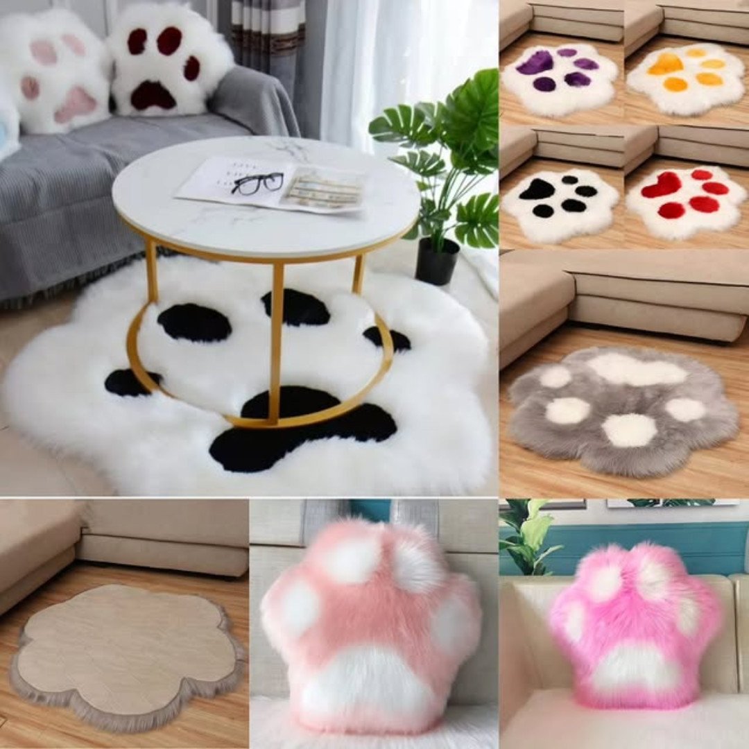 Cute Cat Paw Pattern Soft Plush Carpet