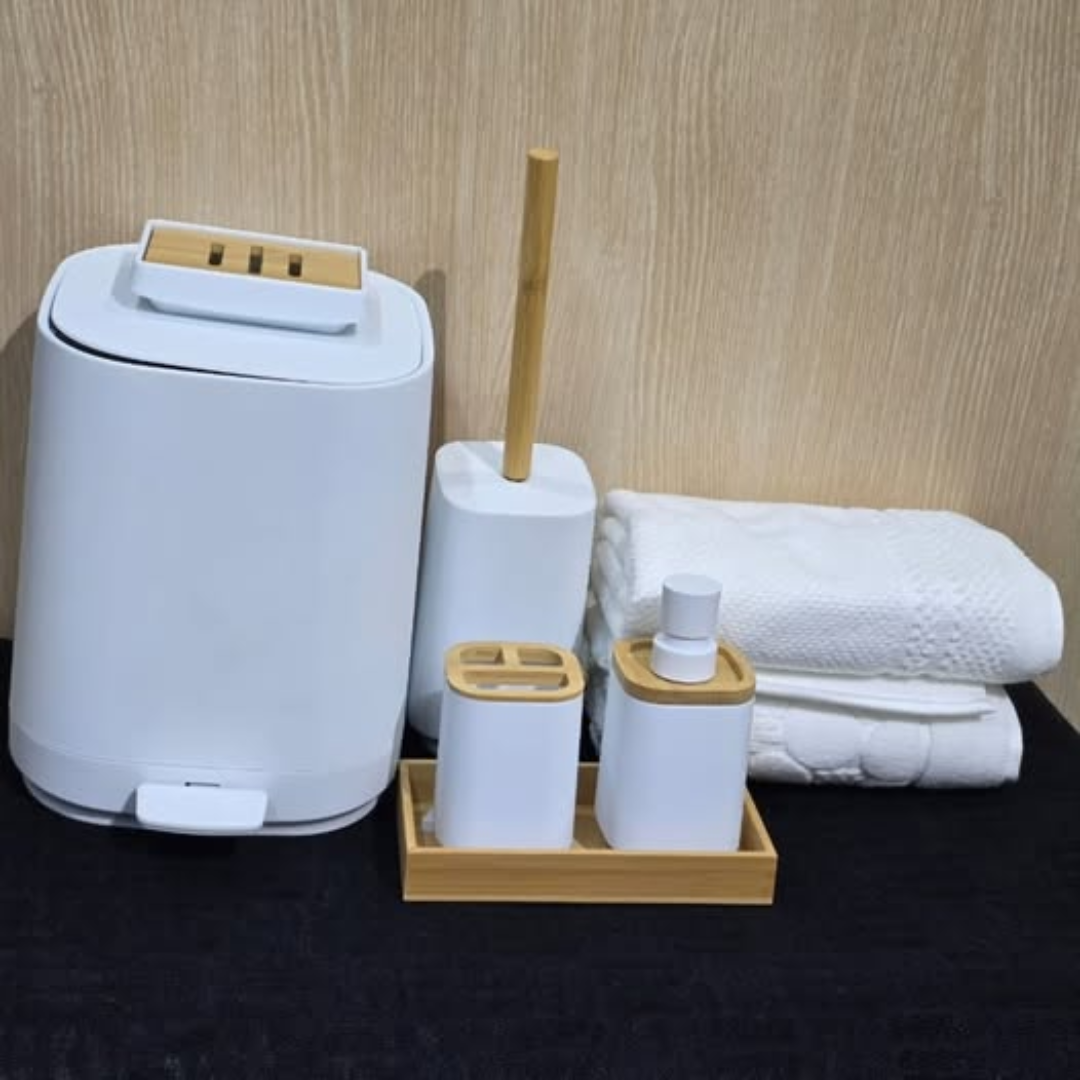 5Pcs Bathroom Accessories Set with Pedal Bin