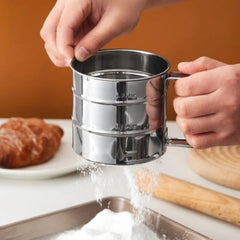 Handheld stainless steel flour sieve