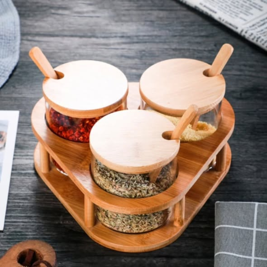 3 pcs glass spice containers