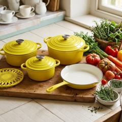 8pc Enamel Cast Iron Pot Set
