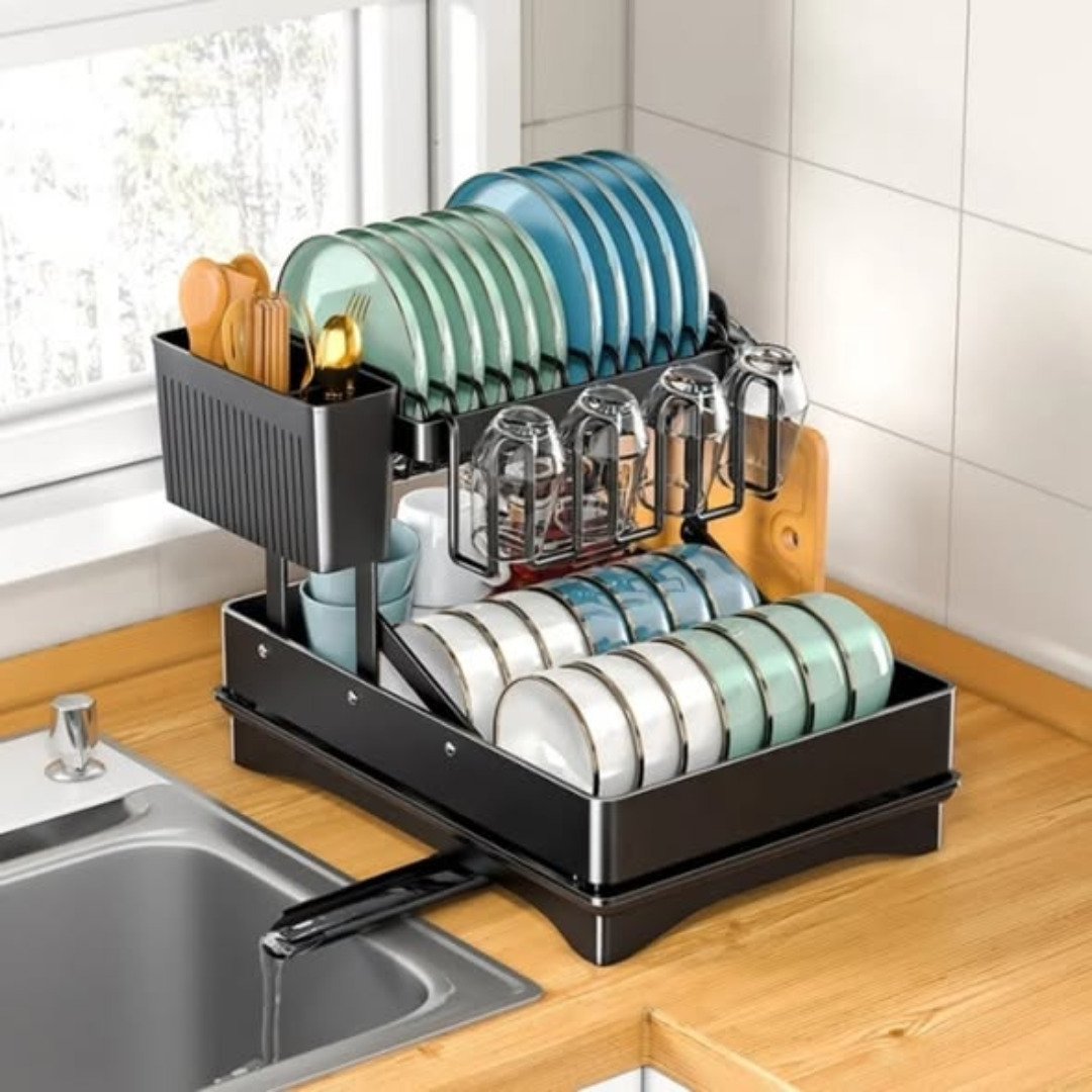 2 Tier Foldable Dish Drying Rack
