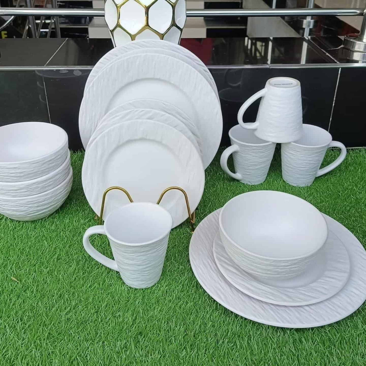 24pcs White Plain Dinner Set
