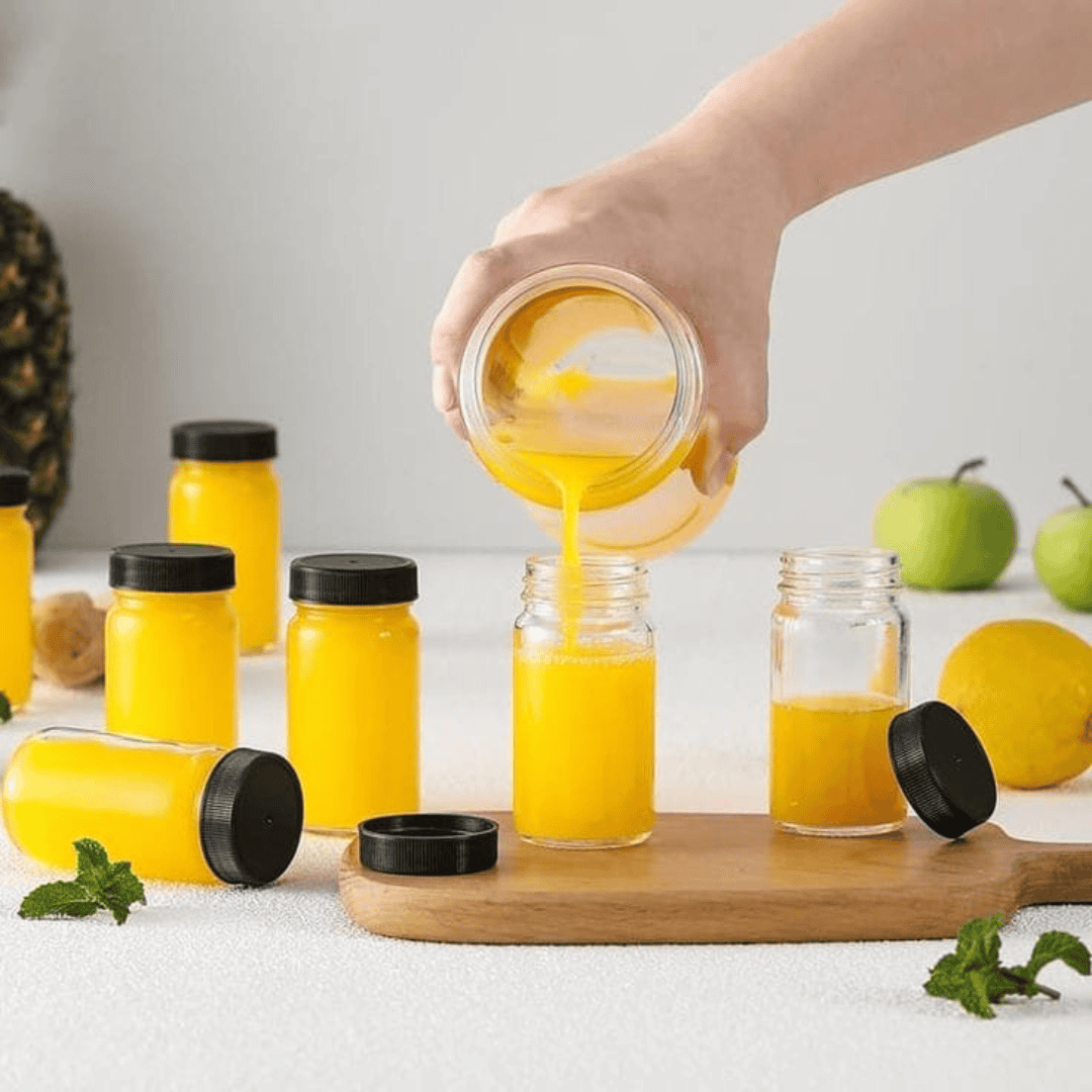 Set of 5 Gingershots Glass Bottles