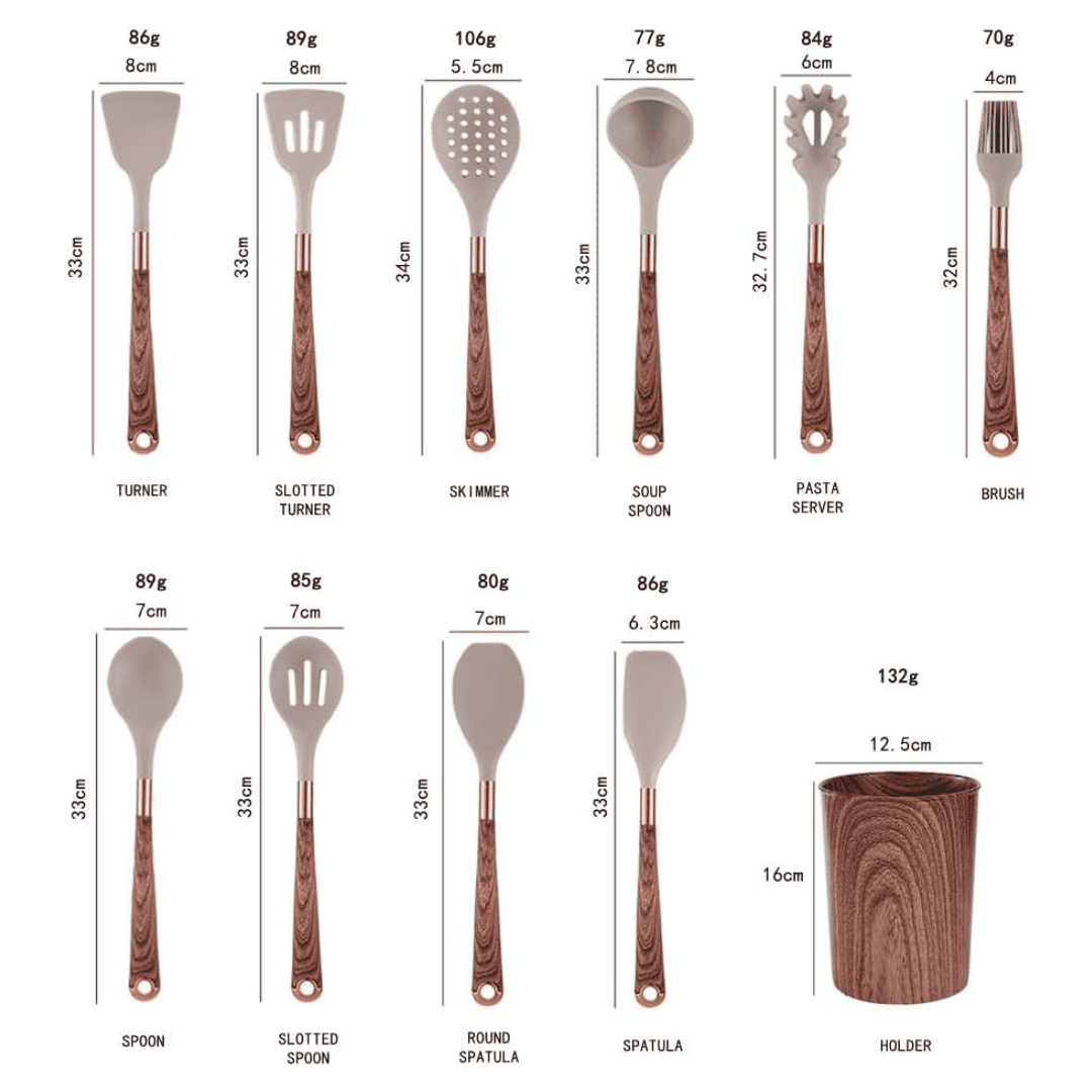11pcs Silicone Spoon Set