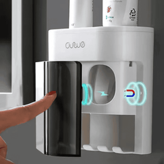 Wall-Mounted Automatic Toothpaste Dispenser with Magnetic Toothbrush Holder