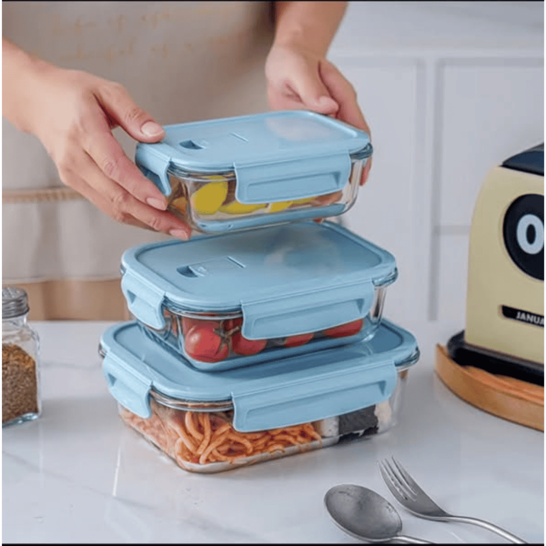 3pcs High Borosilicate Food Containers