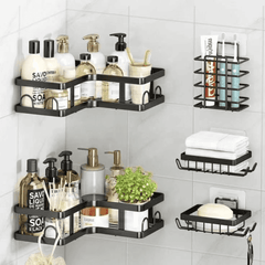 5pcs Set Corner Shower Caddy Shelf Bathroom Organizer