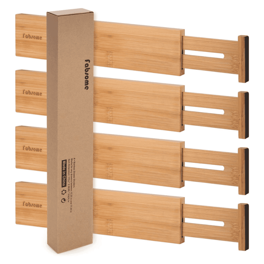 Drawer Dividers Set of 4pcs Bamboo Expandable Organizers