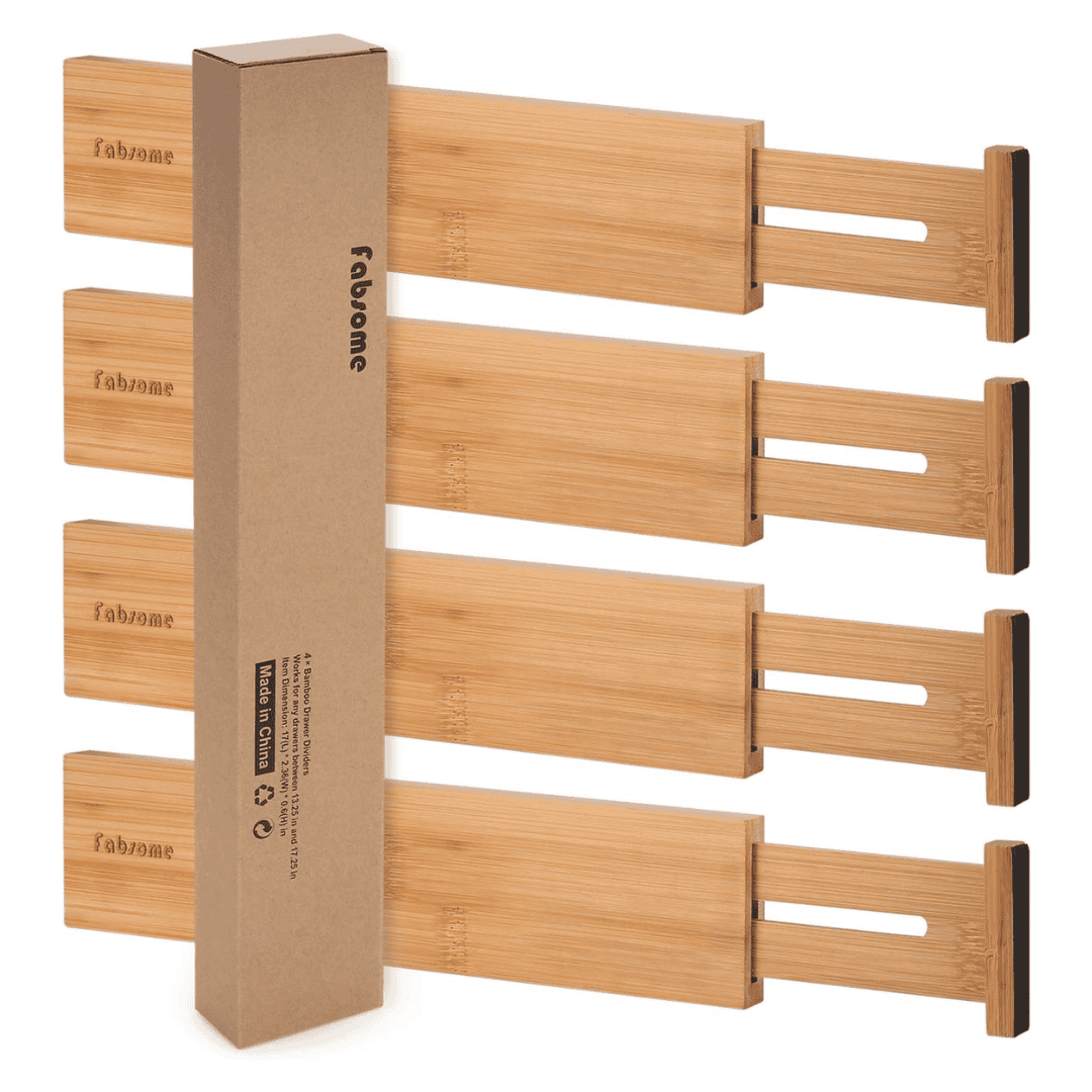 Drawer Dividers Set of 4pcs Bamboo Expandable Organizers
