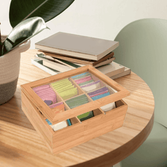 6-Slot Wooden Teabag Storage Box