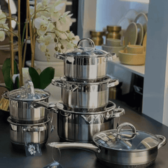 12 Pcs Stainless Steel Cooking Pots
