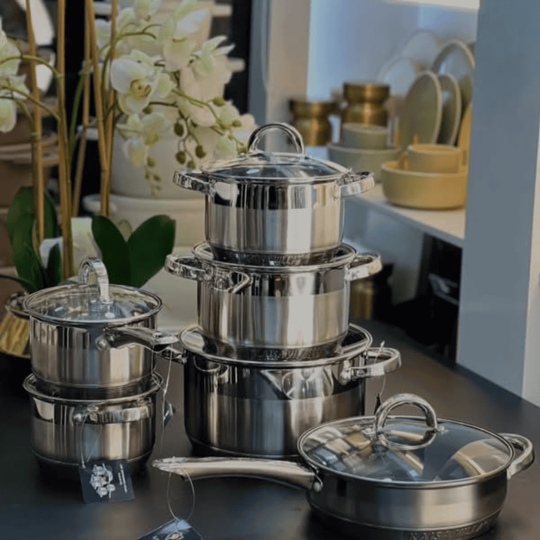 12 Pcs Stainless Steel Cooking Pots