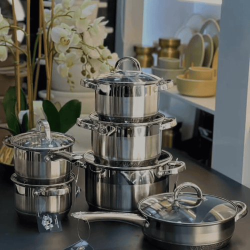 12 Pcs Stainless Steel Cooking Pots