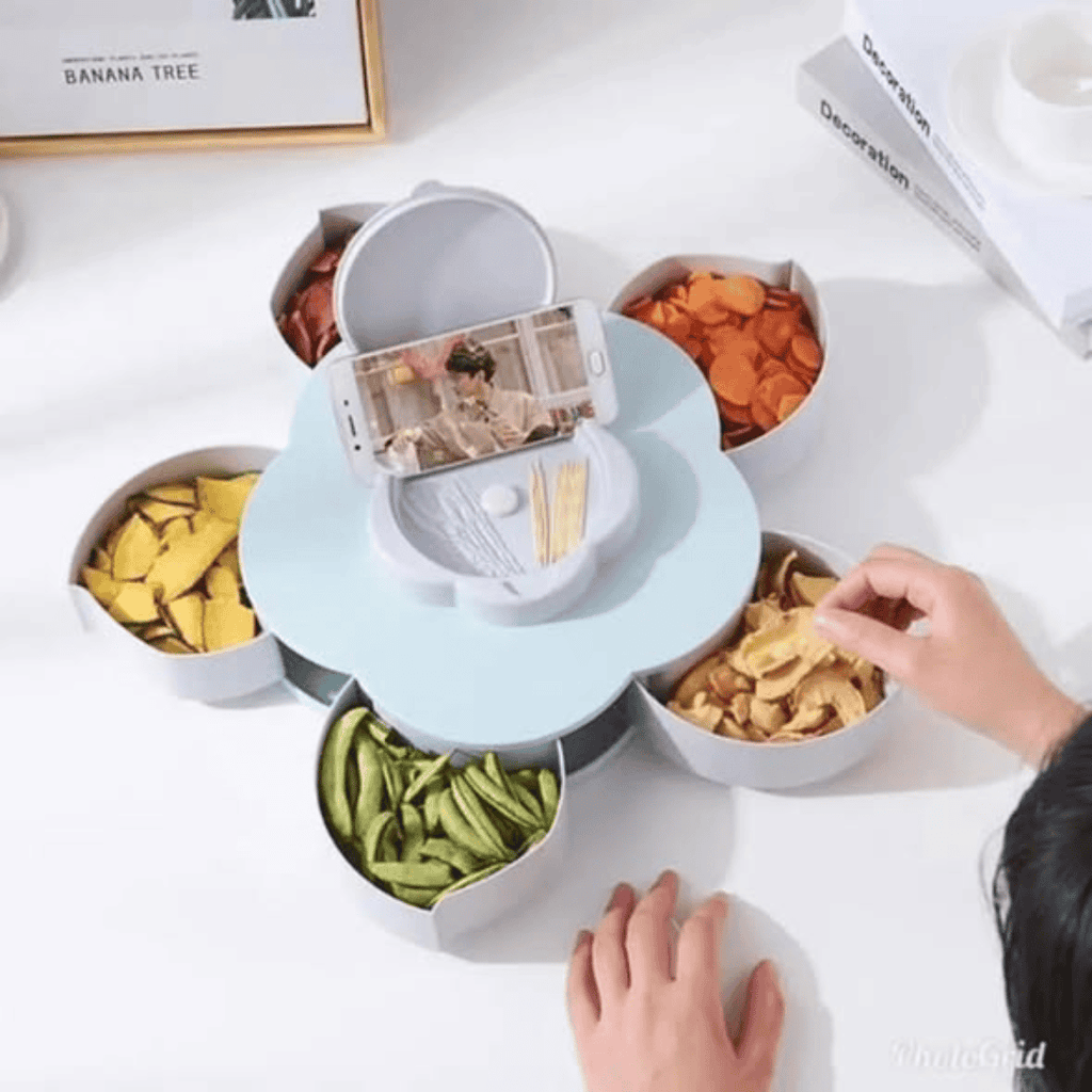5 Petal Snack Plum-Shaped Rotating Fruit Bowl