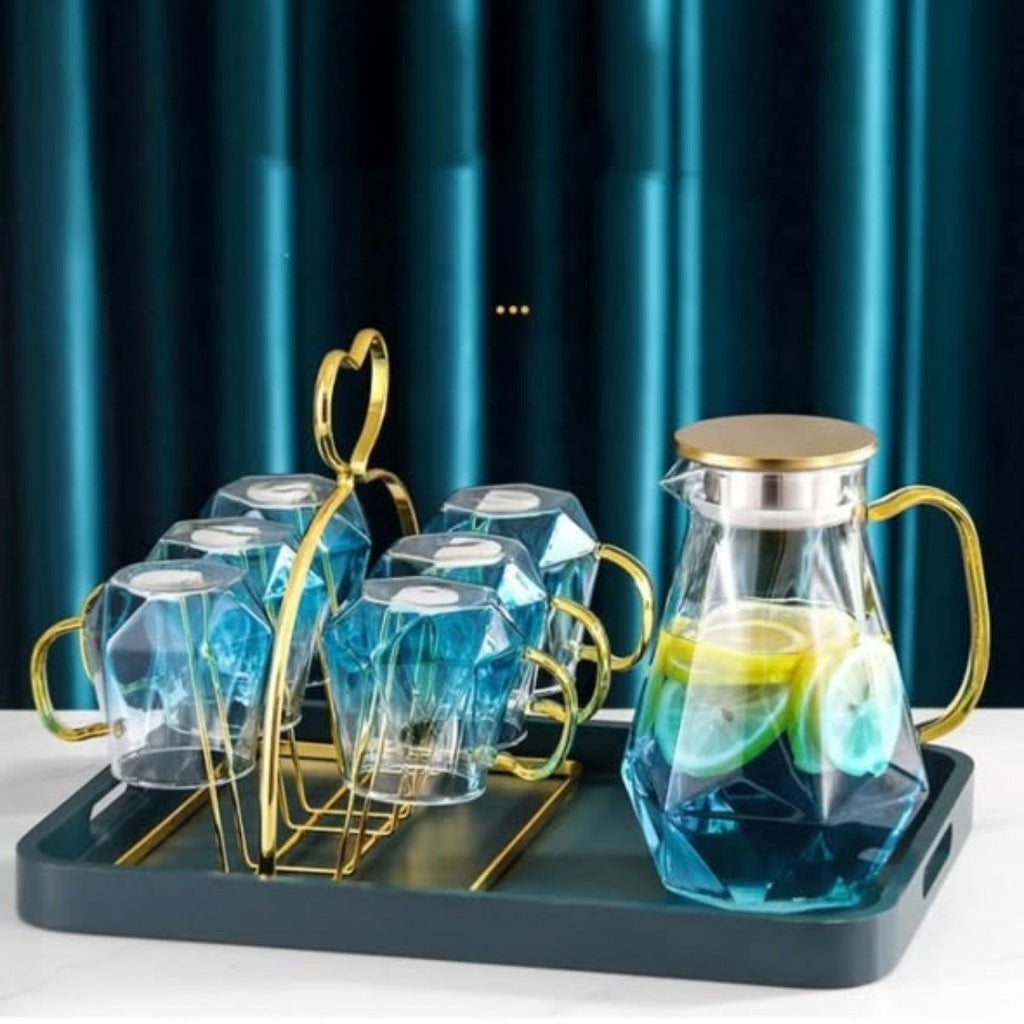Diamond Textured Glass Teapot Set