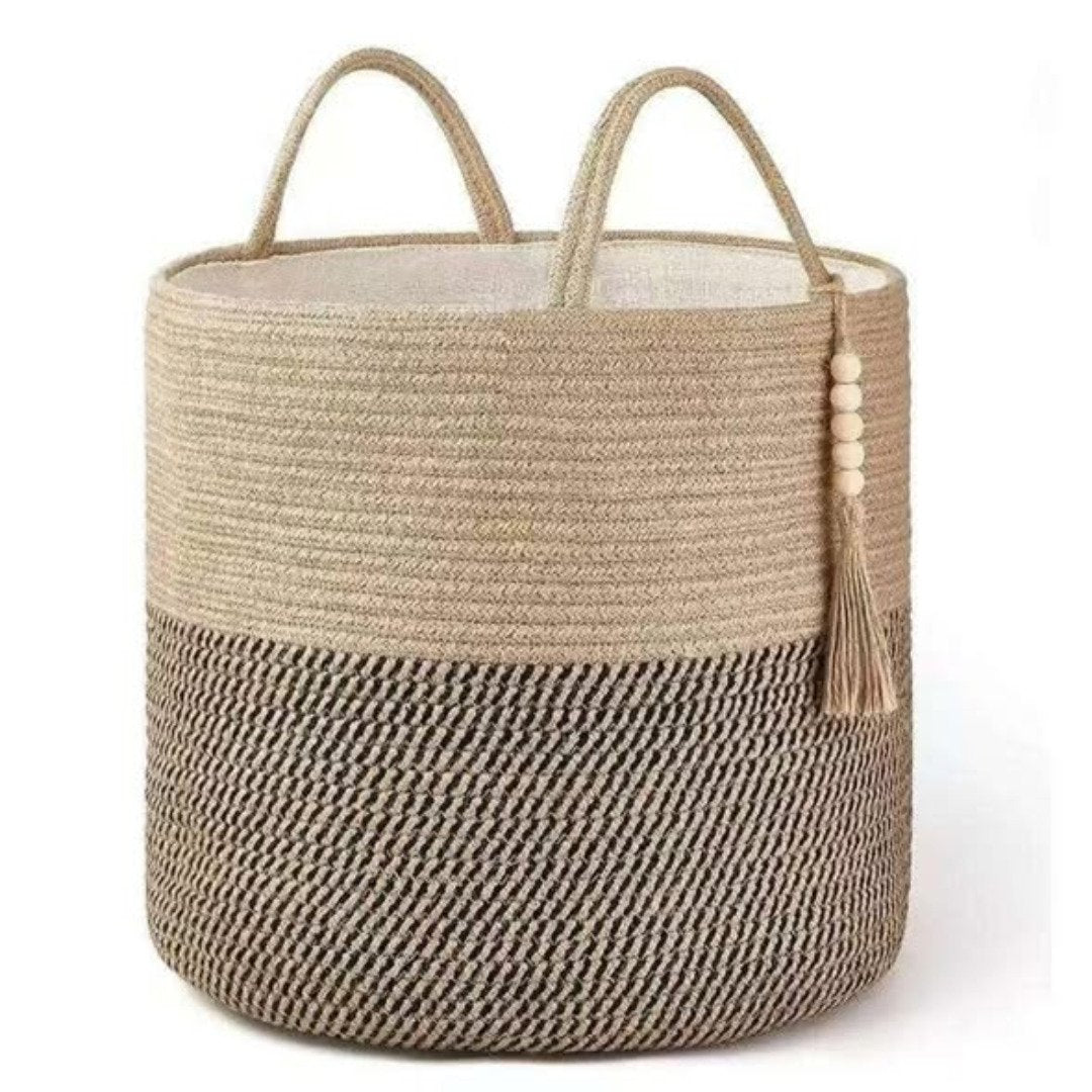 Wooven decorative laundry/toys basket 40x40x35cm