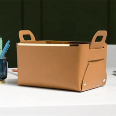 Multifunction PU Leather Collapsible Storage Basket