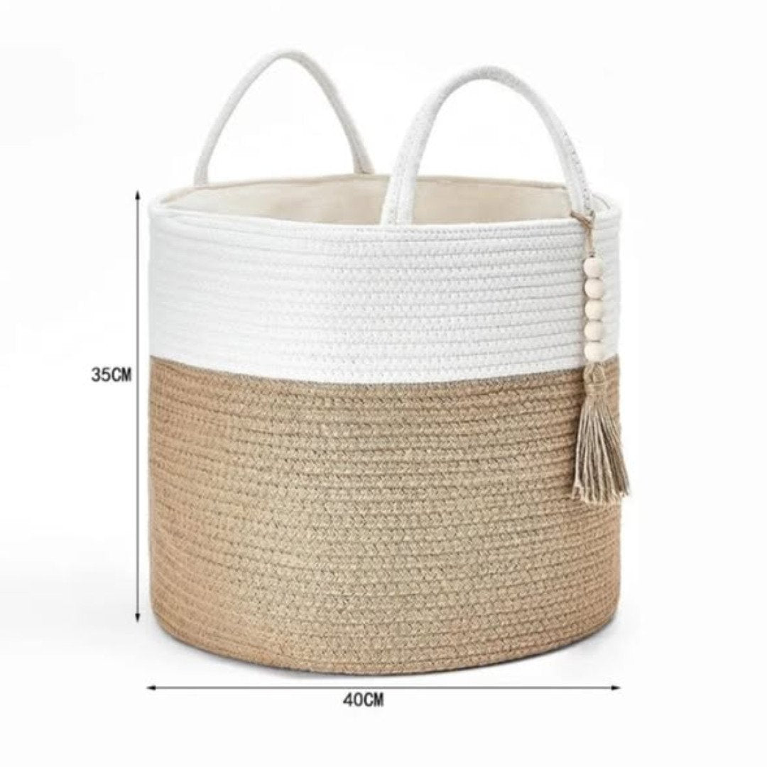 Wooven decorative laundry/toys basket 40x40x35cm