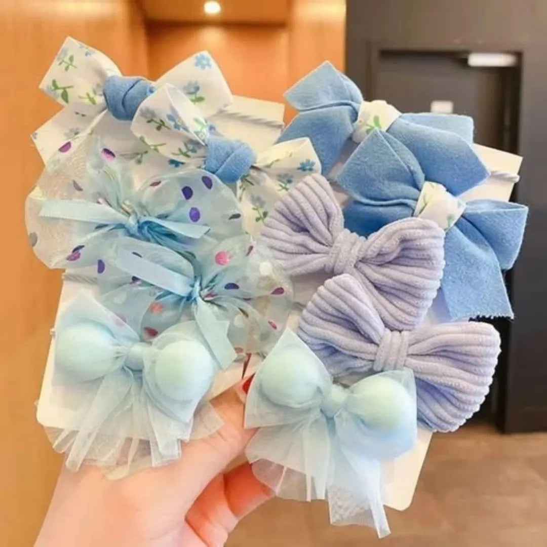 Cute Bowknot Flower Scrunchies Set