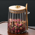 Glass Storage Jar With Bamboo Lid Spoons