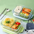 High borosilicate glass partitioned lunchbox