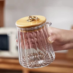 Glass Storage Jar With Bamboo Lid Spoons