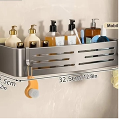 2pcs Aluminum Wall Mounted Bathroom Shelf Set
