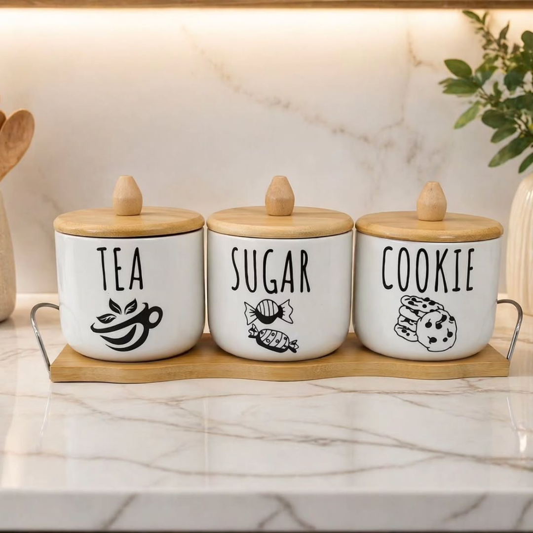 4pc Canister Set With Tray