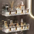 Acrylic Wave Patterned Storage Shelf with Gold Hooks