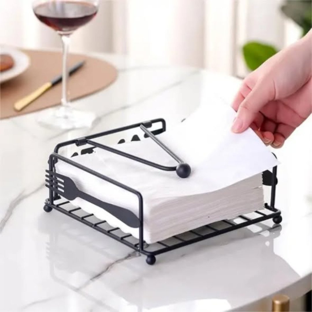 Black Cuisine Metal Napkin Holder