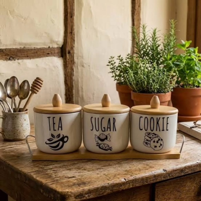 4pc Canister Set With Tray