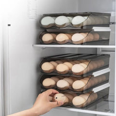 2 Layer Stackable Automatic Rolling Fridge Egg Organizer