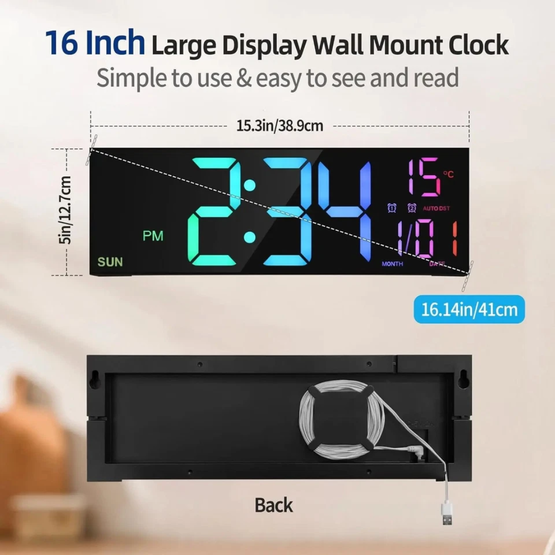 16-Inch LED Digital Alarm Clock