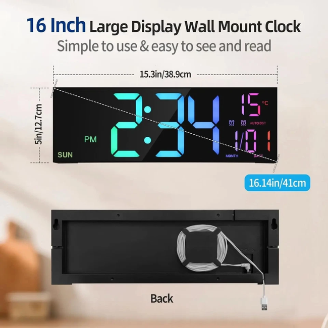 16-Inch LED Digital Alarm Clock